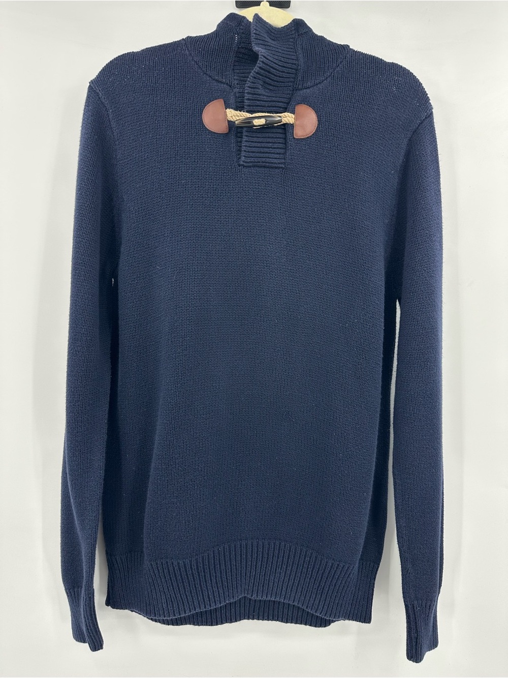 J. Crew Hooded Navy Toggle-Front Snap Button Sweater